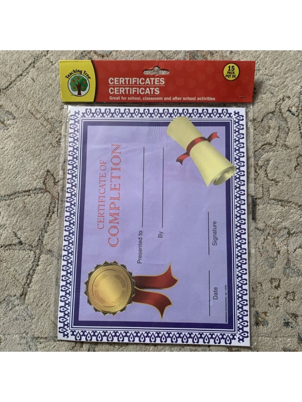 15 Pack Certificate of Completion Teaching Tree School Reward Award